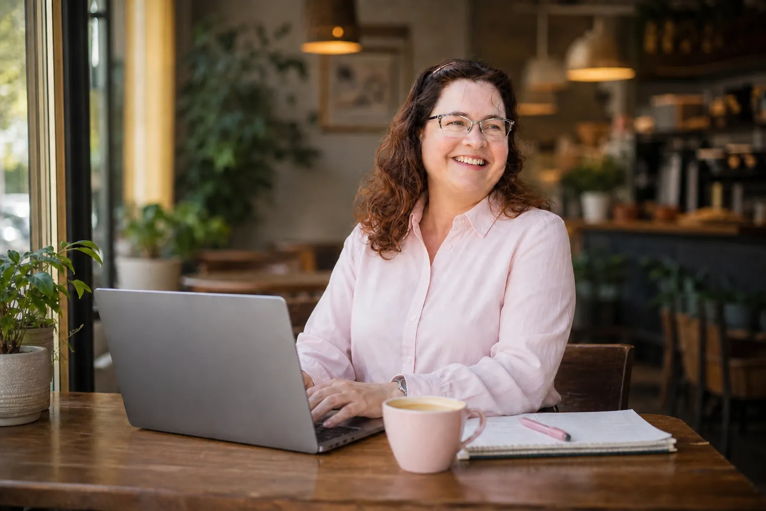 Jennifer Rader working on a laptop
